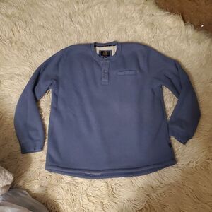 LEE Premium Select Thermal Sweater Mens XL Sherpa Lined Regular Fit Henley Blue